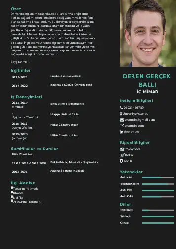 İç Mimar Cv Örnekleri cv indir